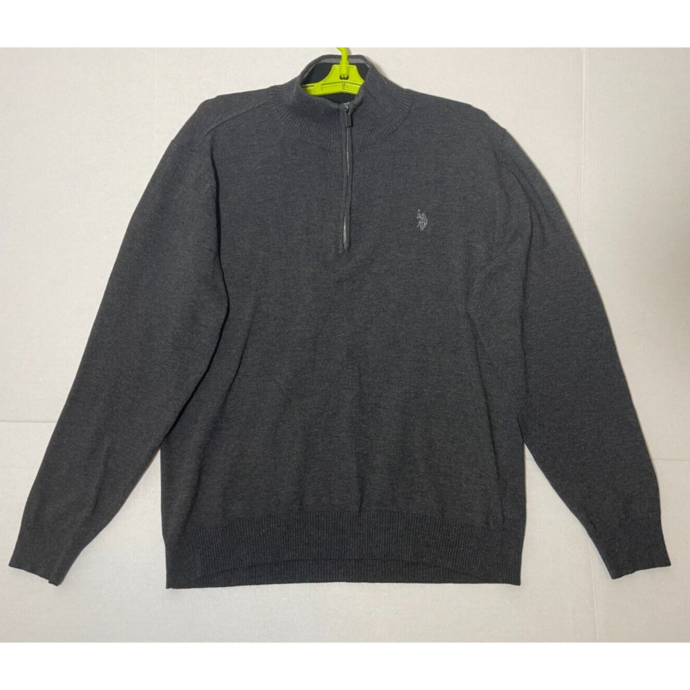 U.S. Polo Ass. Quarter Zip Sweatshirt Black Size Large - See Description
